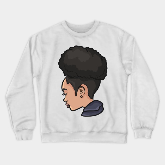 Solitary Black Girl Afro Puff Crewneck Sweatshirt by NaturallyBlack